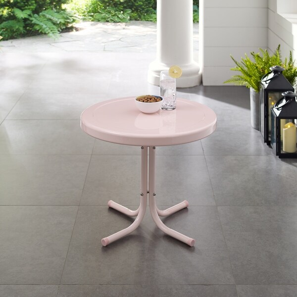 Crosley Retro Metal Side Table In Pink