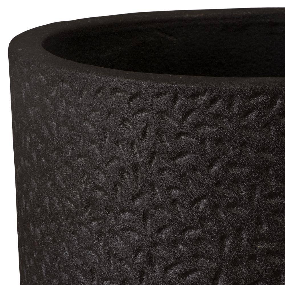 Emissary 19 in. L x 25.5 in. H Matte Black Ceramic Round Planter with High-fire Treatment 05344MB-4