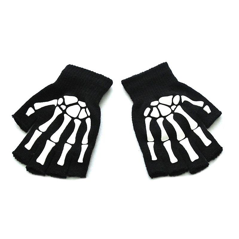 3pcs Skull Half Finger Gloves