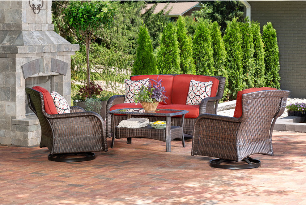 Strathmere 4 Piece Lounge Set   Tropical   Outdoor Lounge Sets   by Almo Fulfillment Services  Houzz