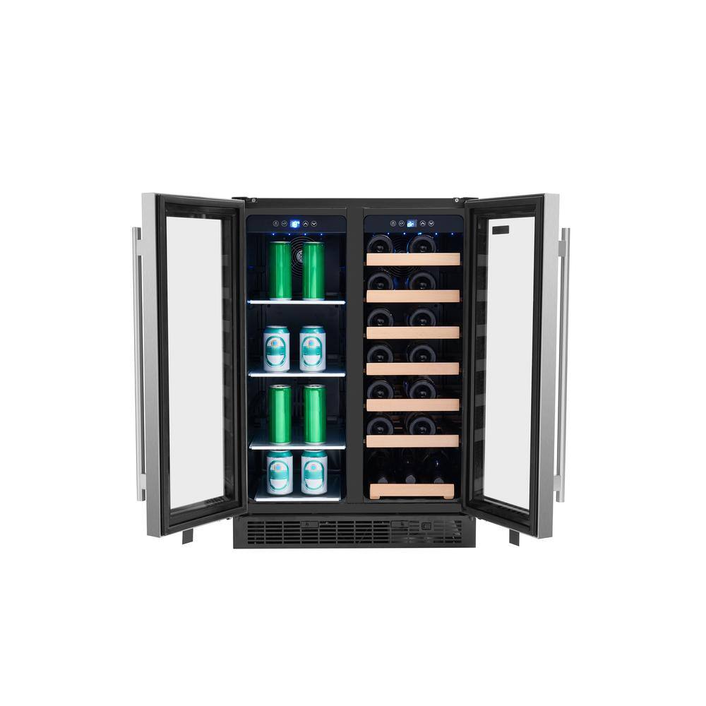 Vissani Dual Zone 24 in. Built-in 27-Bottle Wine and 60-Can Beverage Cooler in Stainless Steel VXWC520BSSEL