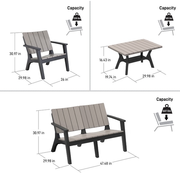 Enzo All Weather Water Resistant 4 Piece Patio Sofa Seating Set