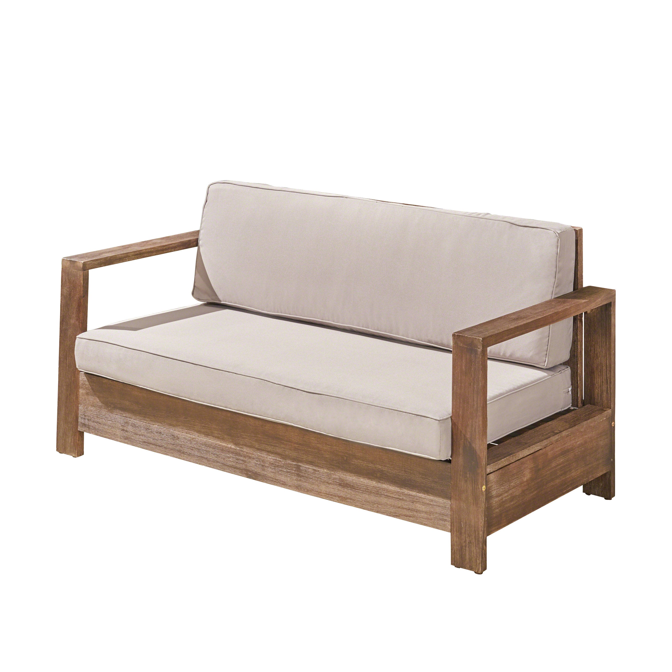 Lily Outdoor Acacia Wood Loveseat