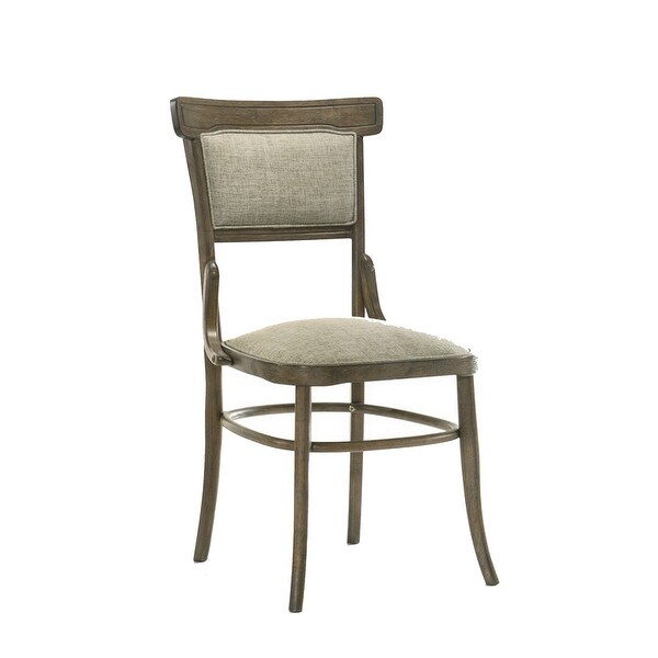 19 Inch Wood Dining Chair， Padded Back with Inward Curving Top， Brown