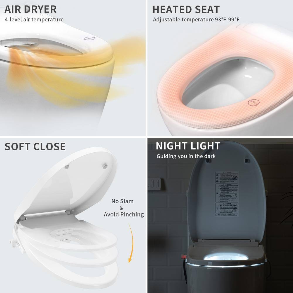 Casta Diva Electric Smart Bidet Seat for Elongated Toilets with Remote Control in White CD-BT01