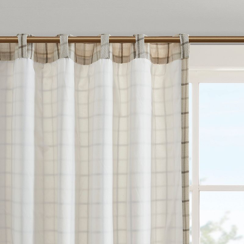 Madison Park Salford Plaid Rod Pocket and Back Tab Light Filtering 1 Window Curtain Panel