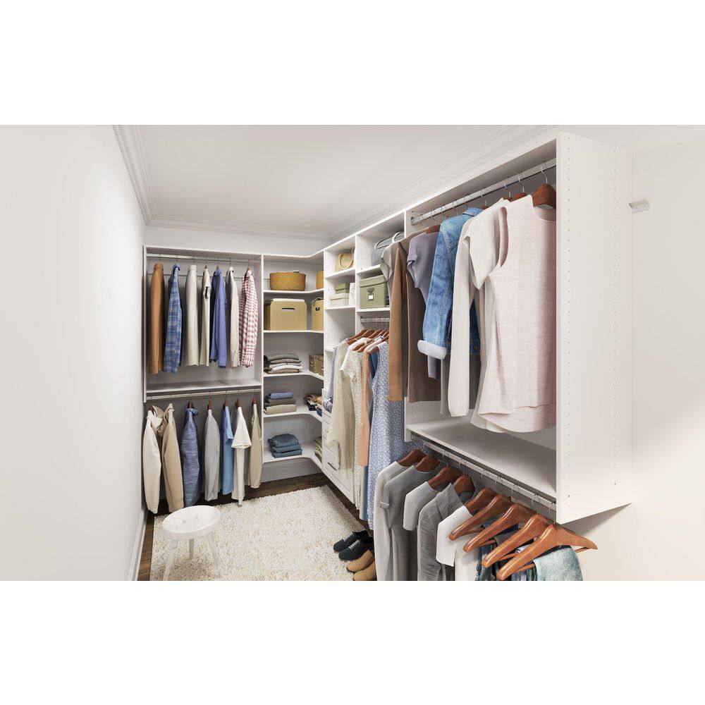 Closet Evolution Modern Raised Ultimate 84 in. W - 115 in. W White Corner Wood Closet System WH67