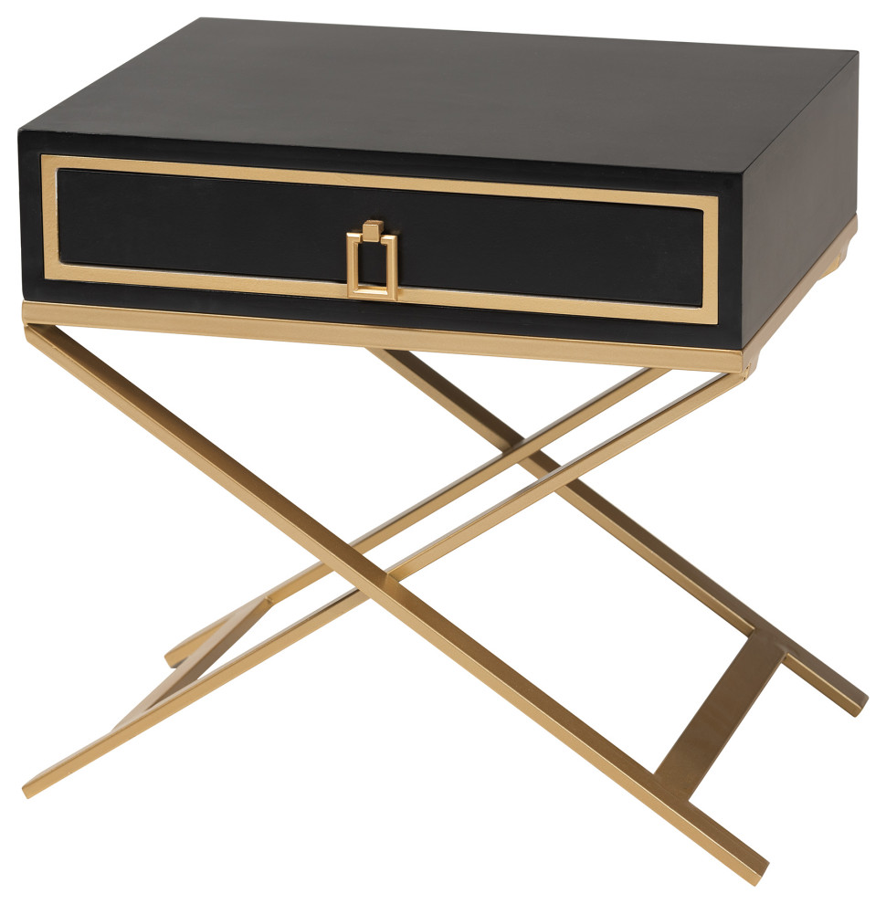 Lyvia Black and Gold 1 Drawer End Table   Contemporary   Side Tables And End Tables   by Baxton Studio  Houzz