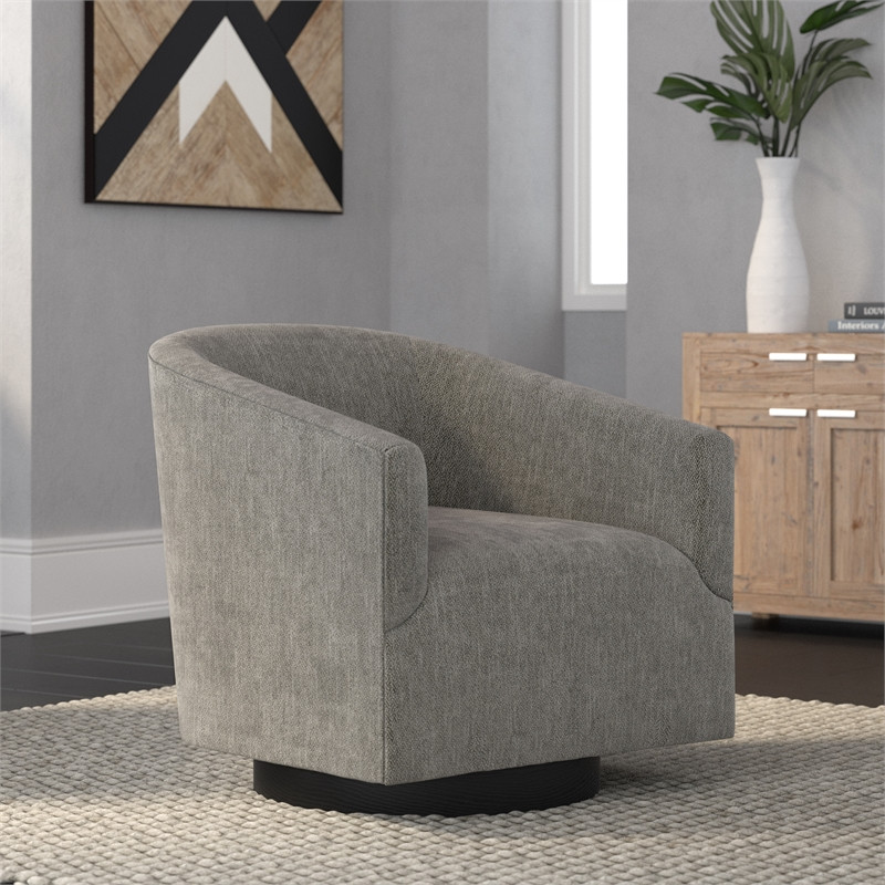 Home Square 2 Piece Swivel Wood Base Polyester Fabric Chair Set in Gray   Transitional   Armchairs And Accent Chairs   by Homesquare  Houzz