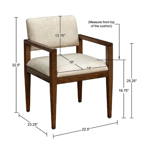 INK+IVY Benson Beige Upholstered Dining Chairs with Arms (Set of 2)