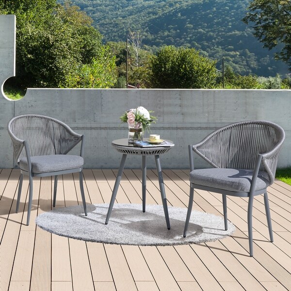 NUU GARDEN 3Piece Aluminum Patio Furniture Bistro Set with Cushions