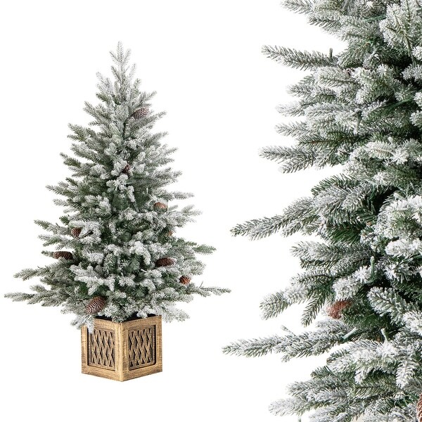 Costway 1 PCS 4 FT Artificial Xmas Tree Flocked Christmas Tree with