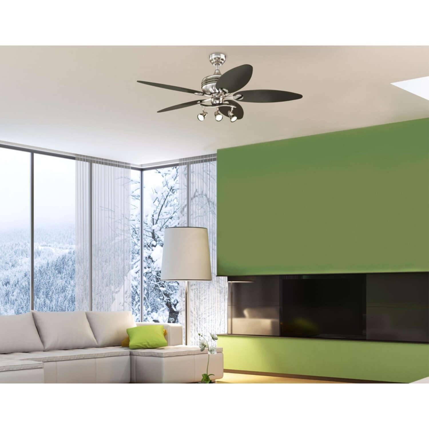 Westinghouse Xavier II 52 in. Brushed Nickel Graphite LED Indoor Ceiling Fan