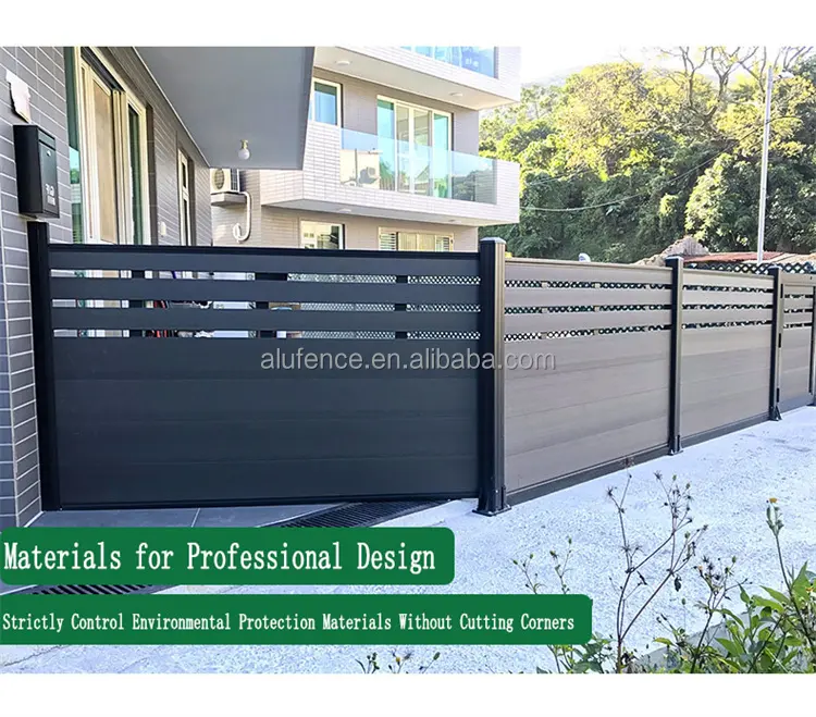 Professional Factory Supply  Customized Size Privacy  Horizontal Aluminum Slat Fence Panels