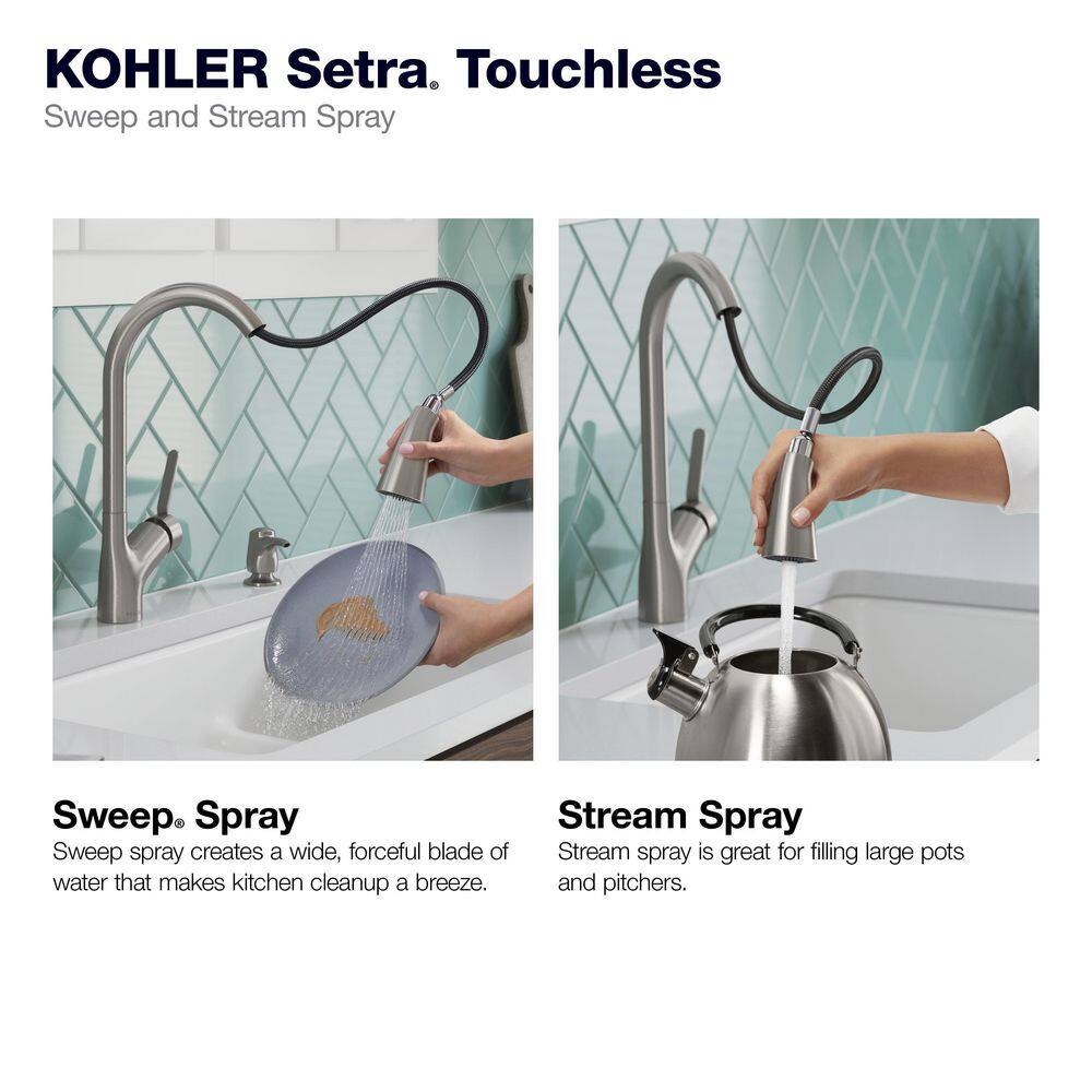 KOHLER Setra Single-Handle Touchless Pull-Down Sprayer Kitchen Faucet in Vibrant Stainless K-R22898-SD-VS