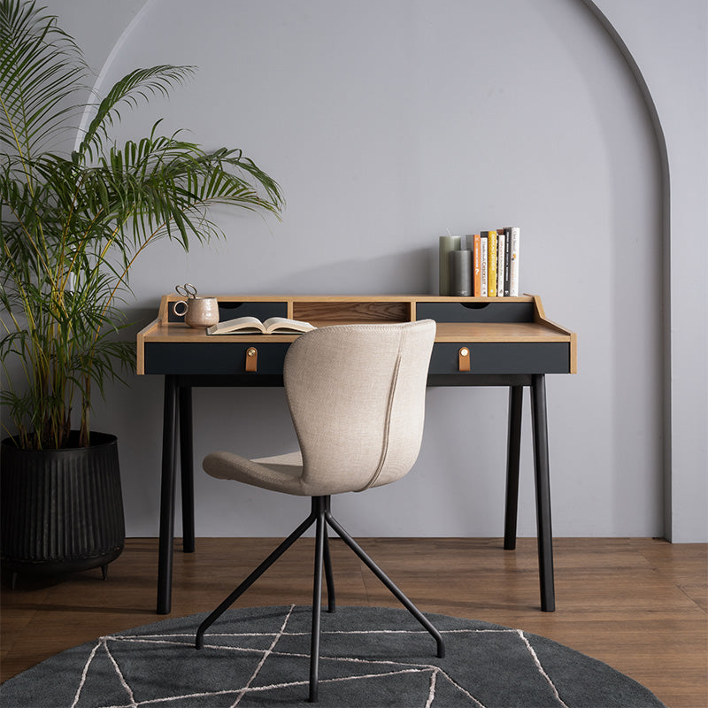 CASTOR Study Desk 110cm - Natural, Navy Blue & Black