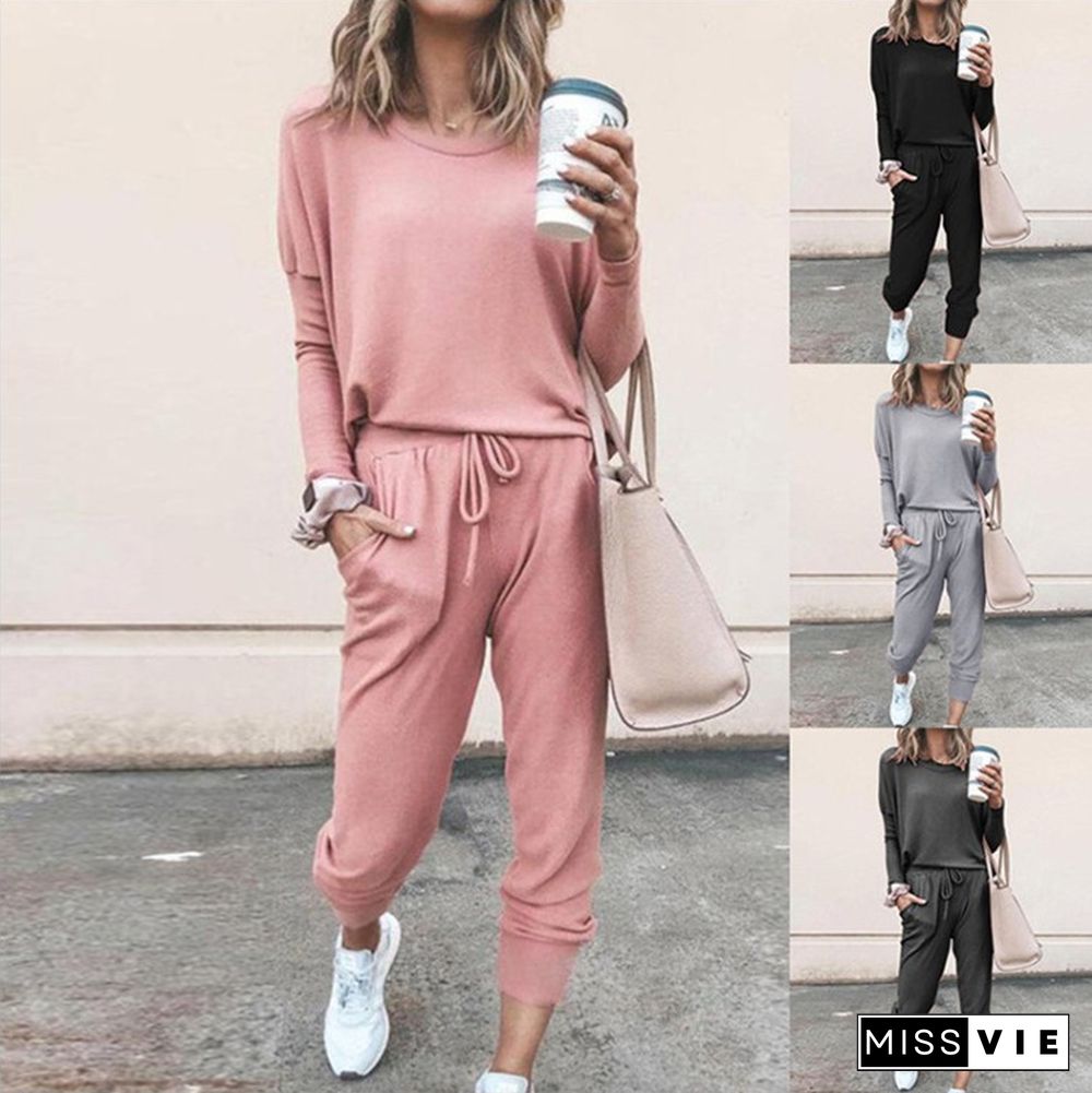 Casual Two-Piece Suits Fashion Outfits Long Sleeve Sweatshirts Pullovers Pants Sportswear For Women