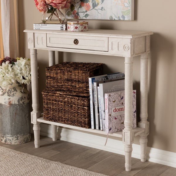 Farmhouse Whitewashed 1-Drawer Console Table by Baxton Studio