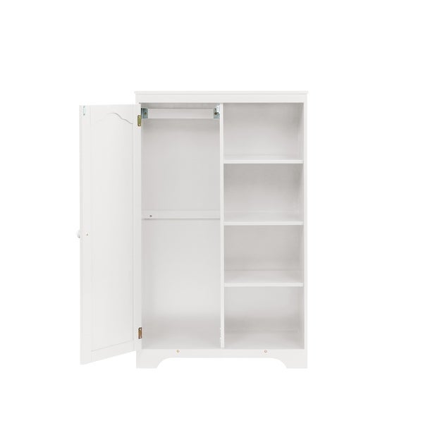 Wooden Side Cabinet Storage Closet with 1Door and 4-Shelf - - 36702866