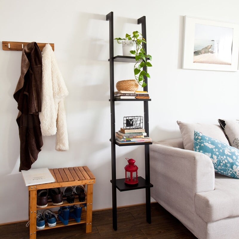 SoBuy FRG15 SCH  4 Tiers Wall Shelf Ladder Shelf Stand Shelf Bookcase