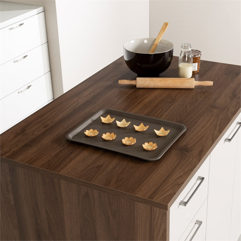 Myro Kitchen Island Natural Walnut and White