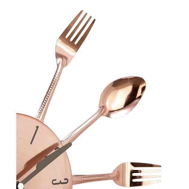 Metal Starburst Utensil Wall Clock Copper Olivia amp May