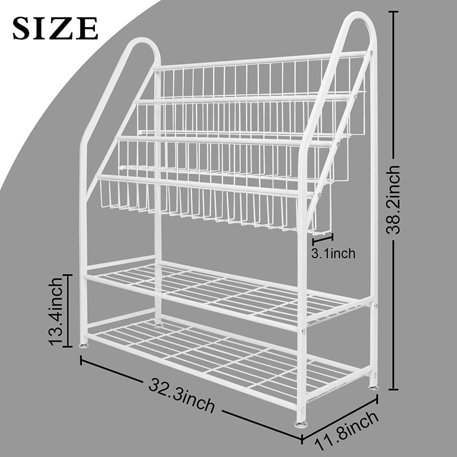 Metal Kids Bookshelf Freestanding,Book Organizer for Kids,Bookcase Rack 24in Bookshelf with 2 Tier Children's Toys Display Storage Organizer Shelves(5-tier/24in,White)