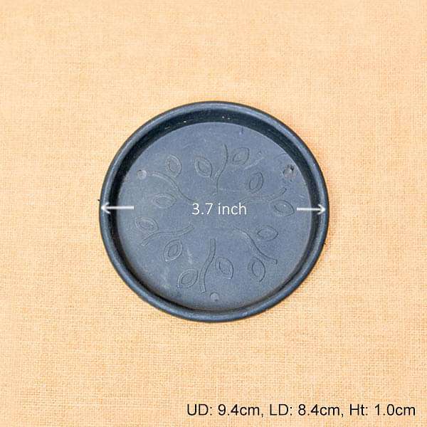 3.7 inch (9 cm) Round Plastic Plate for 4 inch (10 cm) Grower Pots (Black) (set of 6)