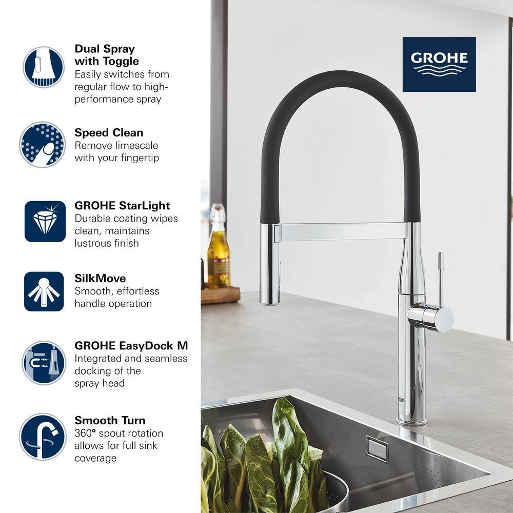 GROHE Essence New Single-Handle Pull-Down Sprayer Kitchen Faucet in Brushed Cool Sunrise 30295GN0