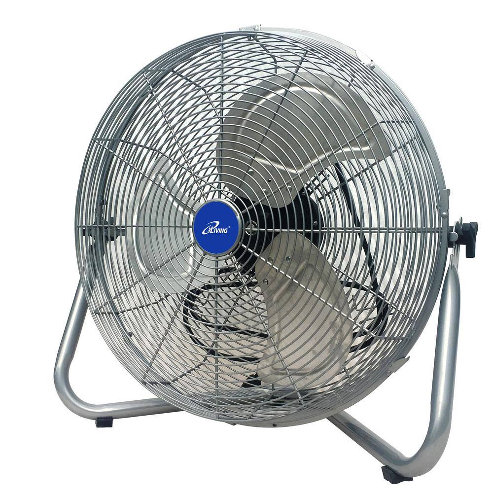 iLIVING 20 in. Super Turbo High Velocity Floor Fan 7500 CFM 225-Watt Motor Silver ILG8F21