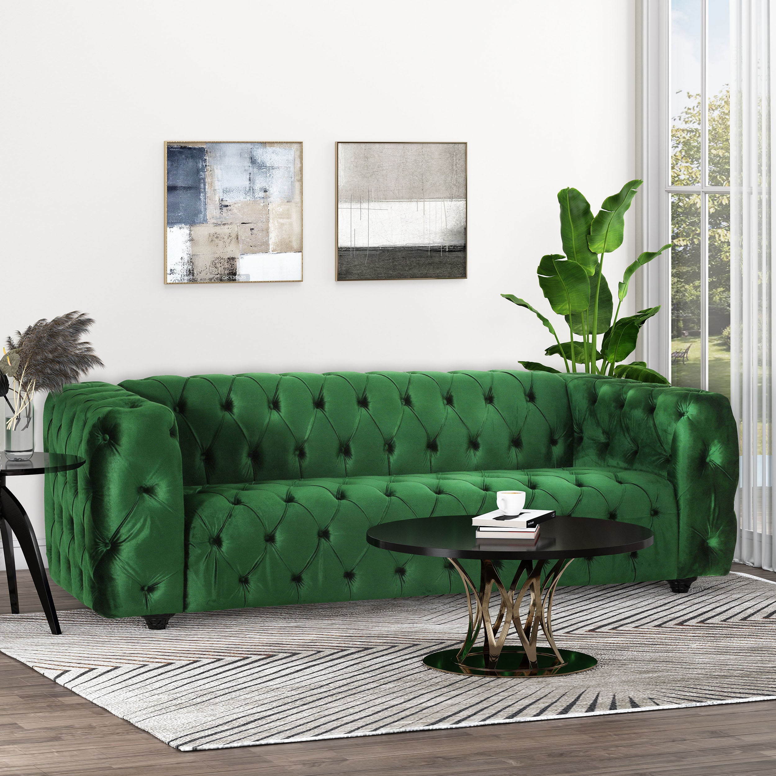 Marengo Contemporary Velvet Tufted 3 Seater Sofa