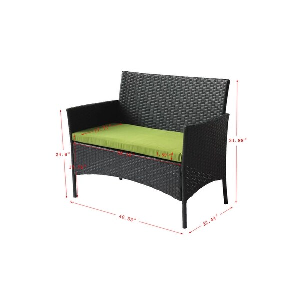 4 Piece Patio Outdoor Rattan Furniture for Garden - Overstock - 37028747