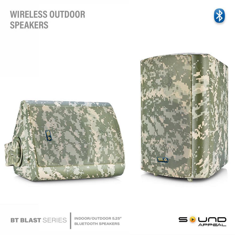 Sound Appeal 5.25 in. BT BLAST IndoorOutdoor Wireless Bluetooth Speaker Camouflage Pair SA-BLAST5-CF