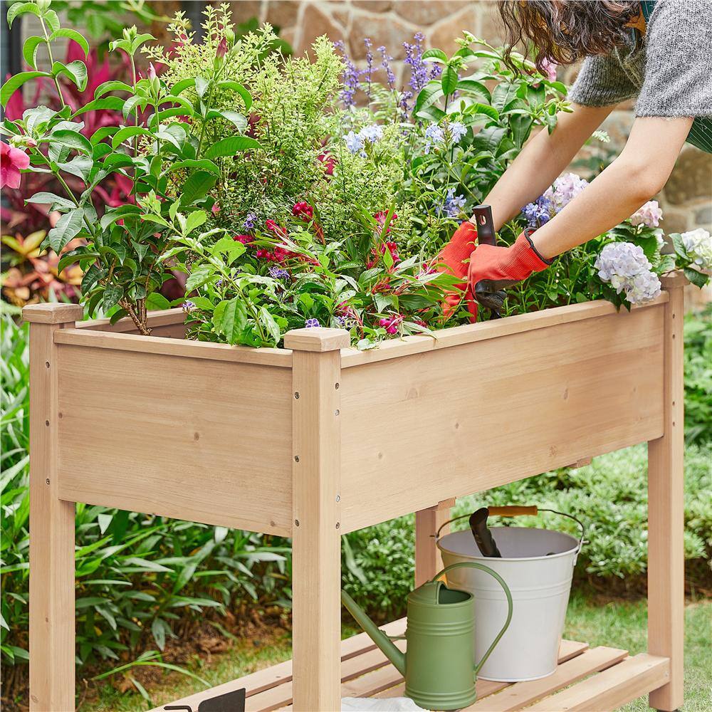 Yaheetech 42 in. L x 23 in. W x 33 in. H Raised Garden Bed with Lockable Wheels  Liner DYhq440001