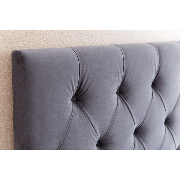 Abbyson Connie Tufted Charcoal Velvet Headboard， Queen/Full - - 10990698