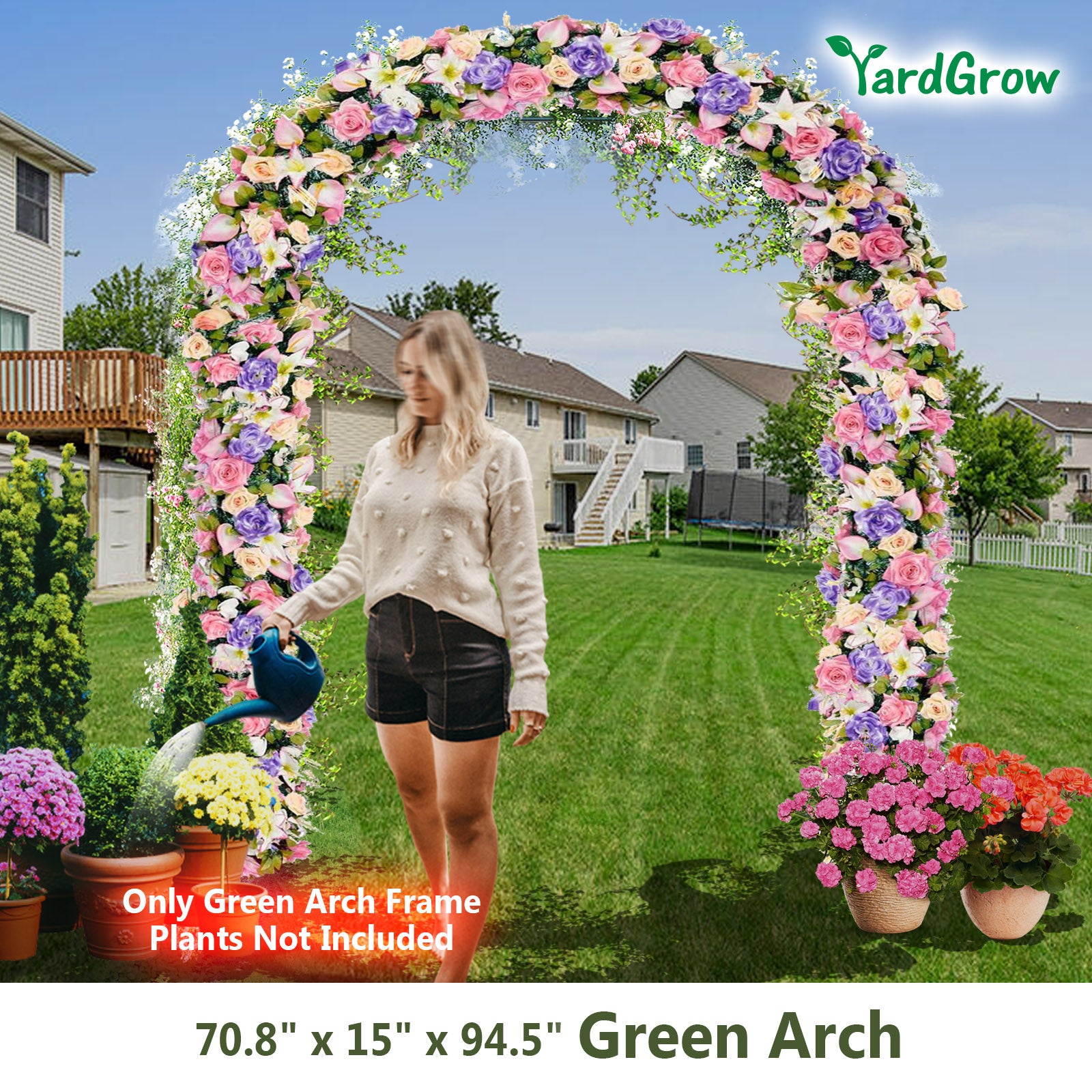 YardGrow Reconfigurable Metal Wedding Arch Garden Arbor Pergola for Indoor/Outdoor Garden Climbing Plants Vines