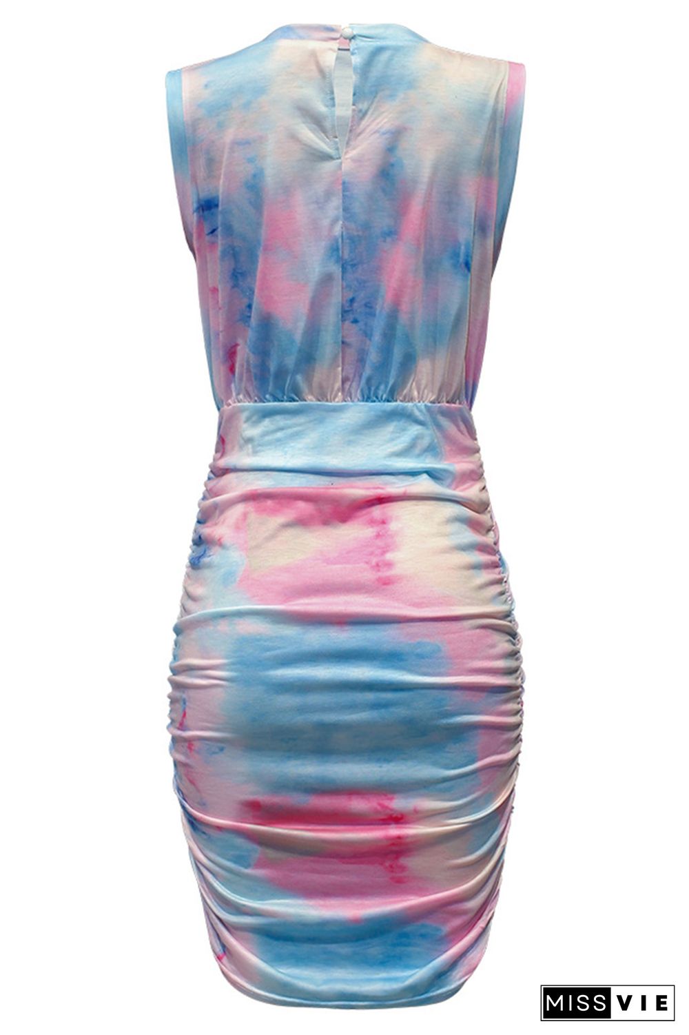 Tie Dye Print Crew Neck Sleeveless Bodycon Dress Wholesale