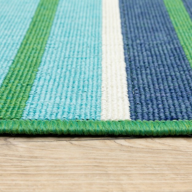 Macro Multi striped Patio Rug Blue green Captiv8e Designs