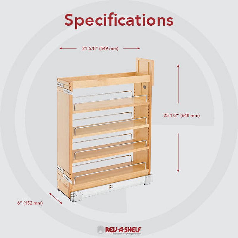 Rev-a-shelf 7.25 Inch Pull Out Kitchen Cabinet Organizer Soft-close， 448-bcsc-6c