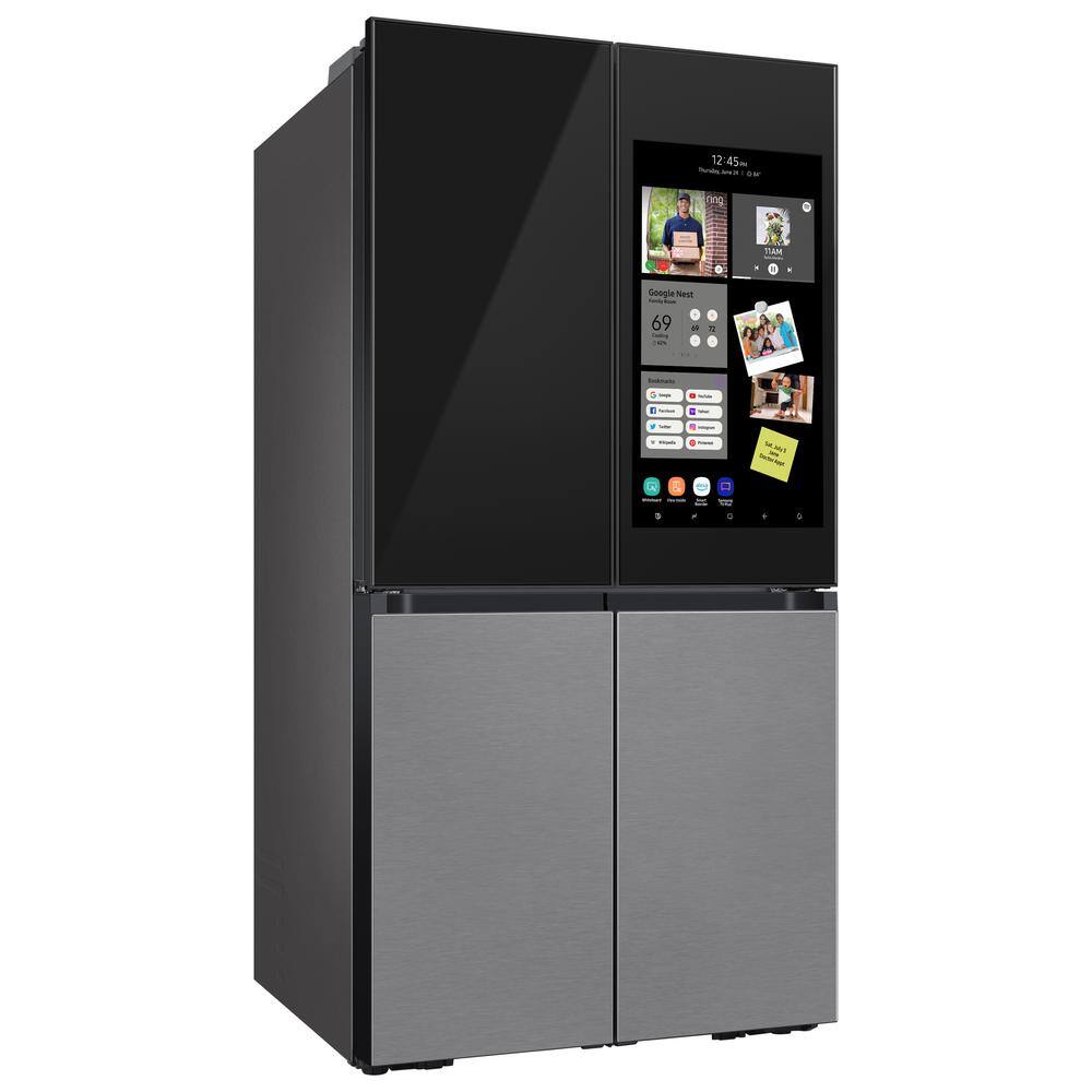  Bespoke 36 in. 29 cu. ft. 4-Door Flex Refrigerator with Family Hub+ in Charcoal Glass and Stainless Steel Panels RF29CB9900QK