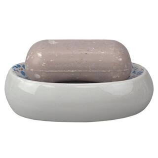 Home Basics Trendy Terrazzo 4-Piece Ceramic Bath Accessory Set in Blue HDC65630