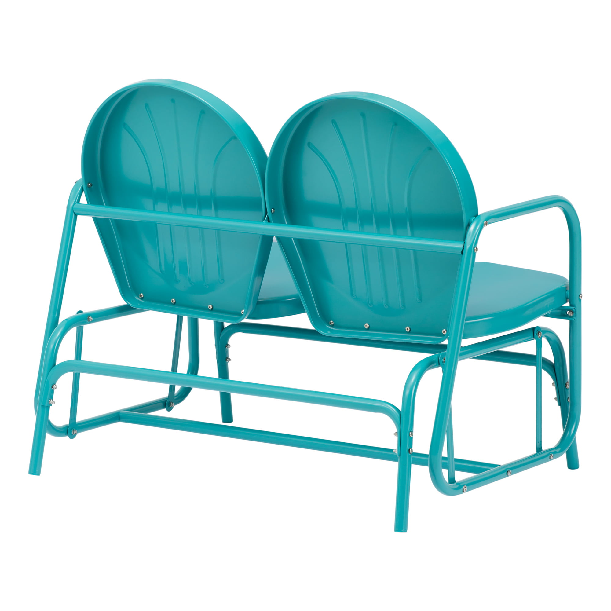 Mainstays Retro Teal Outdoor Steel Glider Loveseat