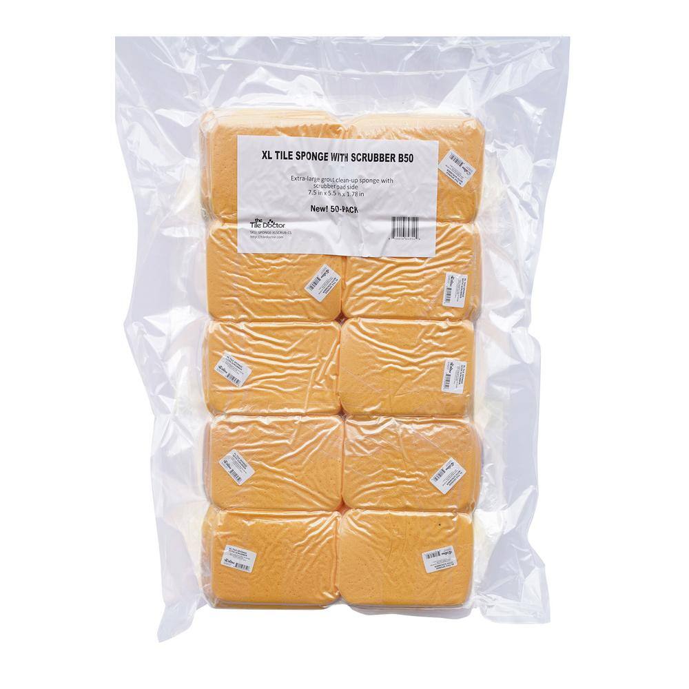 XL Tile Sponge with Scrubber Tile Sponge with Reticulated Foam (50-Pack) SP-XLSCRUB-CS