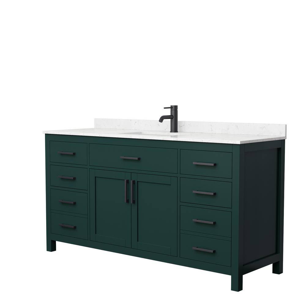 Wyndham Collection Beckett 66 in. W x 22 in. D x 35 in. H Single Sink Bathroom Vanity in Green with Carrara Cultured Marble Top WCG242466SGKCCUNSMXX