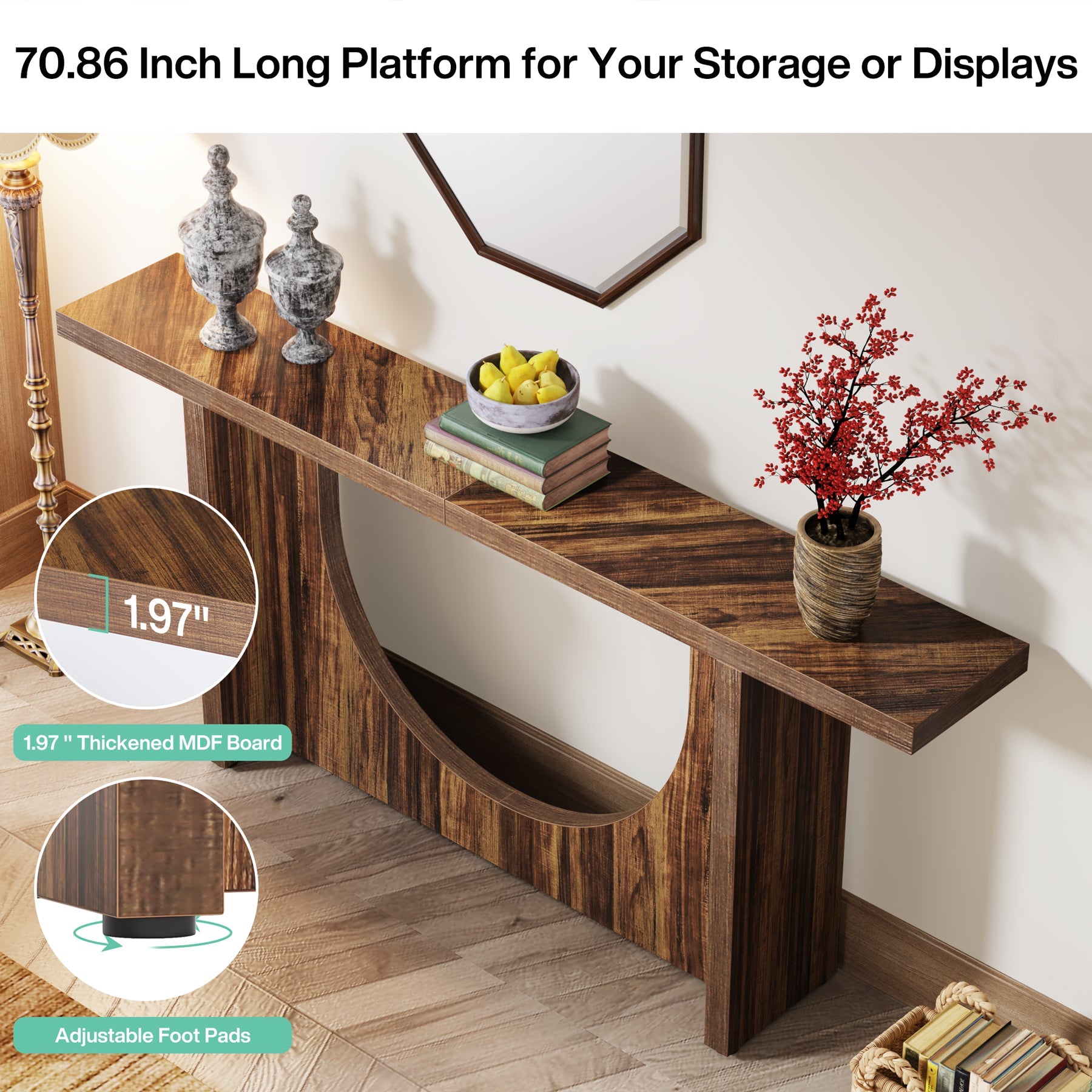 Farmhouse Console Table, 70.9