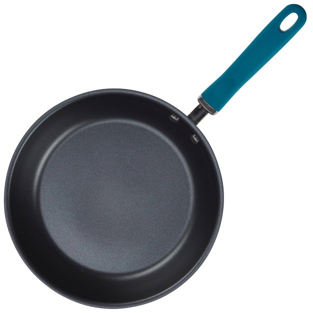 Rachael Ray Create Delicious 2pc Hard Anodized Aluminum Frying Pan Set Teal Handles