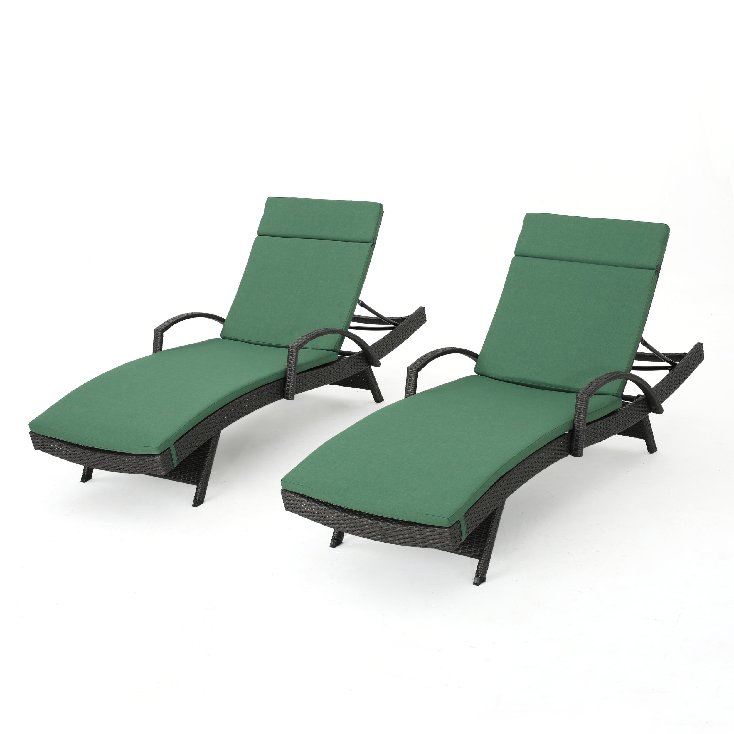 Soleil Outdoor Wicker Chaise Lounges w/ Water Resistant Cushions (Set of 2)