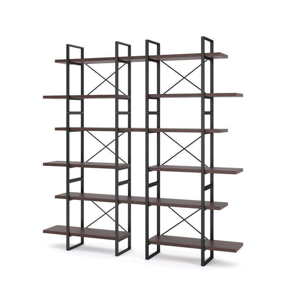 Davee 6 Tier Dark Walnut Color Room Divider Bookcase   85\