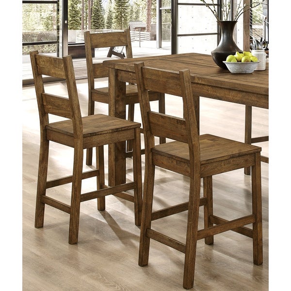 Rustic Solid Wood Ladder Back Counter Height Dining Stools (Set of 2)