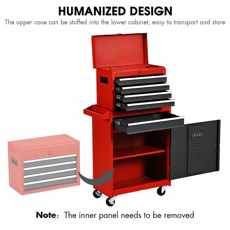 5-Drawer Rolling Tool Chest Removable Tool Storage Cabinet Metal Toolbox Organizer with Lock